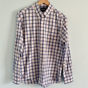 Bonobos Men’s Large Slim Fit Blue/Pink/White Plaid Button-Down Long Sleeve Shirt
